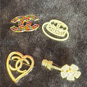 Gold and Multicolor Brooch Set